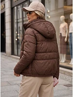 Kurtka damska pikowana z kapturem brązowa model 22341095 - FashionStreet