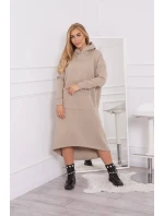 Zateplené šaty s kapucí béžové Zateplené šaty s kapucí béžové