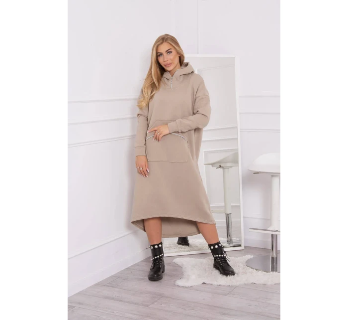 Zateplené šaty s kapucí béžové Zateplené šaty s kapucí béžové