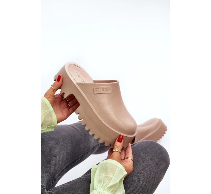 Damskie Klapki Na Masywnej Podeszwie Big Star NN274016 Beżowe Damskie Klapki Na Masywnej Podeszwie Big Star NN274016 Beżowe