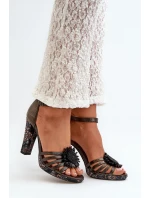 Sandały Damskie Na Słupku Z Ozdobą Maciejka 06620-20 Grafitowe