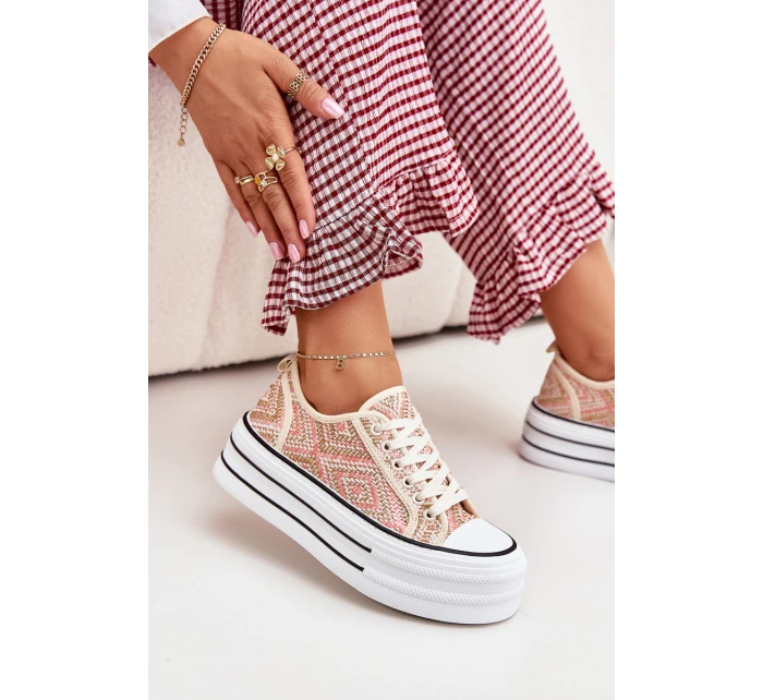 Nízké Dámské Tenisky Na Platformě Růžové model 21701273 - Boto