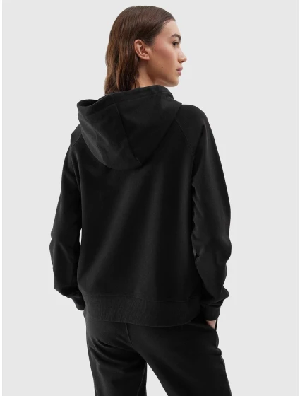 Dámska mikina bez zapínania a s kapucňou 4F - čierna