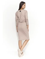 Dámské šaty s volným střihem středně dlouhé model 15042454 Hnědá - Numinou