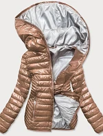 Zlatá prešívaná dámska bunda s kapucňou (B9752)