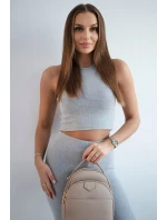 Súprava mikiny, topu a legín 3 v 1 sivá