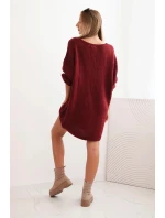 Dámske Plus veľkosť vlny V-neck sukne bordová