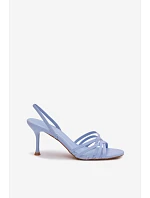 Dámské sandály na podpatku s pásky Modré Velivelle