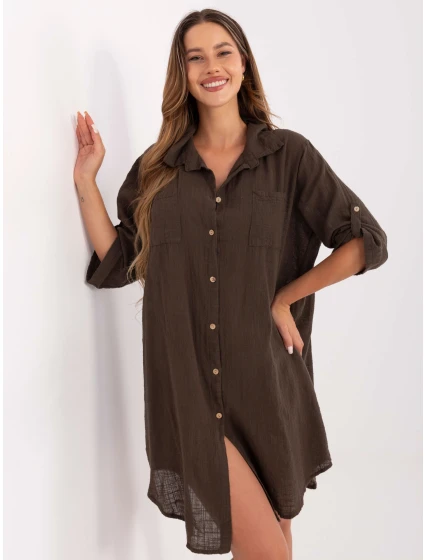 TW SK BI 22263.00 tmavohnedé šaty TW SK BI 22263.00 tmavohnedé šaty