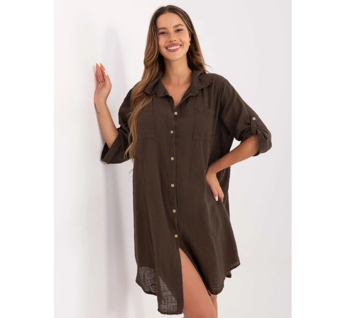 TW SK BI 22263.00 tmavohnedé šaty TW SK BI 22263.00 tmavohnedé šaty