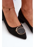 Lodičky na nízkom podpätku z eko semišu S.Barski Black