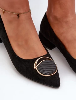 Lodičky na nízkom podpätku z eko semišu S.Barski Black