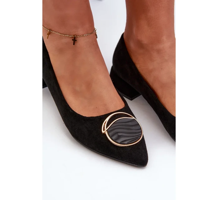 Lodičky na nízkom podpätku z eko semišu S.Barski Black