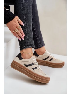 Zazoo N1176 Semišové tenisky na platforme béžová