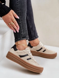 Zazoo N1176 Semišové tenisky na platforme béžová