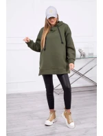 Dámska zateplená mikina 9380 Khaki green - K-Fashion