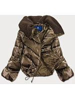 Krátká hnědá oversize bunda se širokými rukávy model 21242398 - Ann Gissy Krátká hnědá oversize bunda se širokými rukávy model 21242398 - Ann Gissy