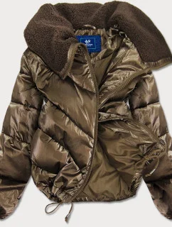 Krátká hnědá oversize bunda se širokými rukávy model 21242398 - Ann Gissy