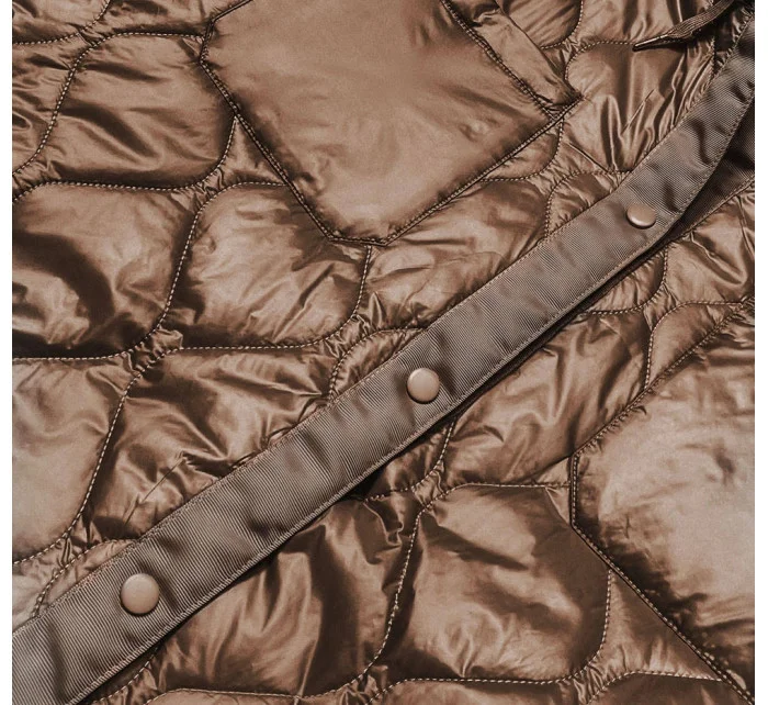 Hnedá dámska prešívaná bunda oversize s kapucňou (ag5-010) Hnedá dámska prešívaná bunda oversize s kapucňou (ag5-010)