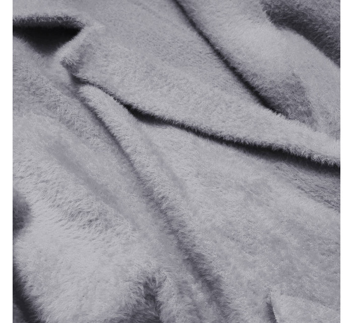 Dlhý šedý vlnený prehoz cez oblečenie typu "Alpaka" (7108)