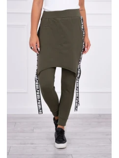 Nohavice/oblek s nápisom selfie khaki