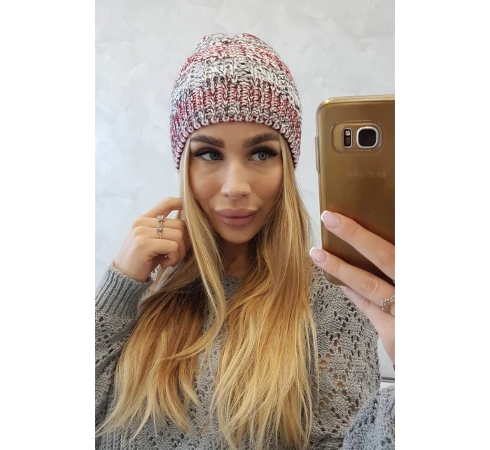 Fleecová čiapka Melisa K241 burgundy+grey