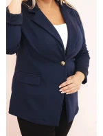 Dámske Plus veľkosť viskózové sako s dlhým rukávom golier modrá Dámske Plus veľkosť viskózové sako s dlhým rukávom golier modrá