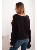 Dámský svetr z měkké pleteniny s výstřihem do V model 21774821 - K-Fashion