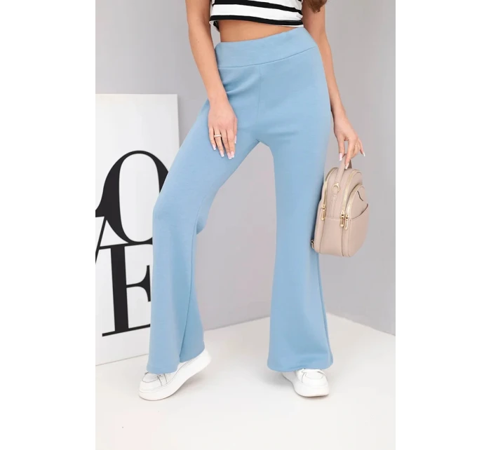 Dámske motýlie nohavice s rozšírenými nohavicami modré