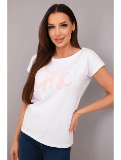 Dámska bavlnená blúzka s potlačou CHIC biela
