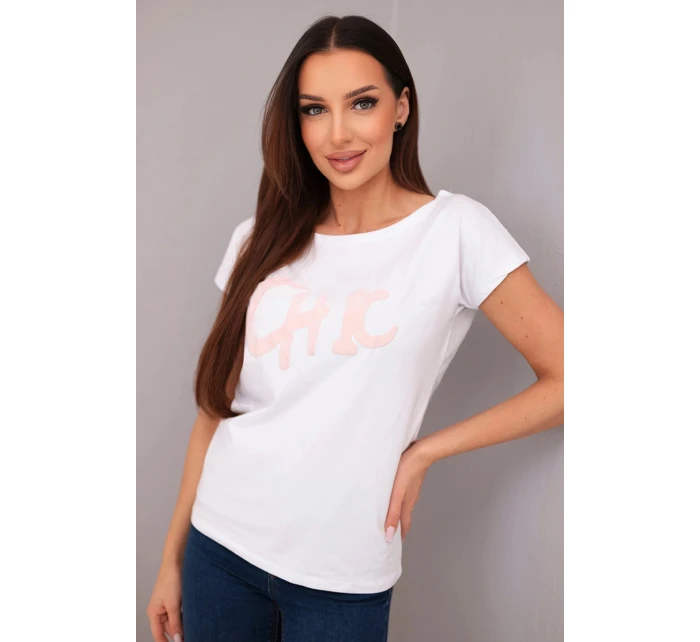 Dámska bavlnená blúzka s potlačou CHIC biela