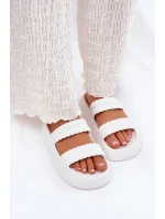 Piankowe Lekkie Klapki Damskie Na Platformie S.Barski ZK51-001 Białe