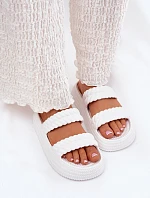 Piankowe Lekkie Klapki Damskie Na Platformie S.Barski ZK51-001 Białe