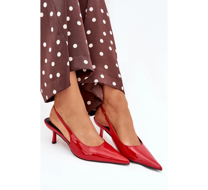 Lakierowane Czółenka Na Szpilce Z Odkrytą Piętą Czerwone Talira