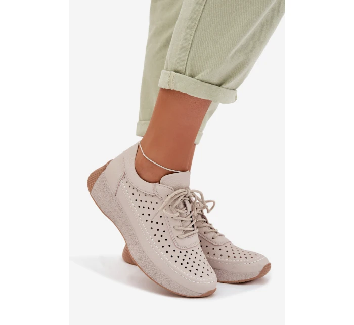 Kožené dámské tenisky s síťovinou Sergio Leone SP-013 šedé