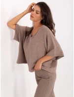 Sweter IT SW model 21302575 ciemny bezowy - FPrice Sweter IT SW model 21302575 ciemny bezowy - FPrice