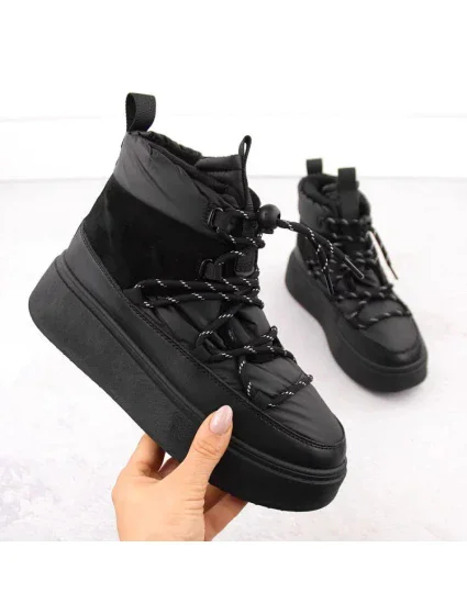 Dámske snehové topánky na pltform 24-72302BK / WOL280A Black - Potocki Dámske snehové topánky na pltform 24-72302BK / WOL280A Black - Potocki