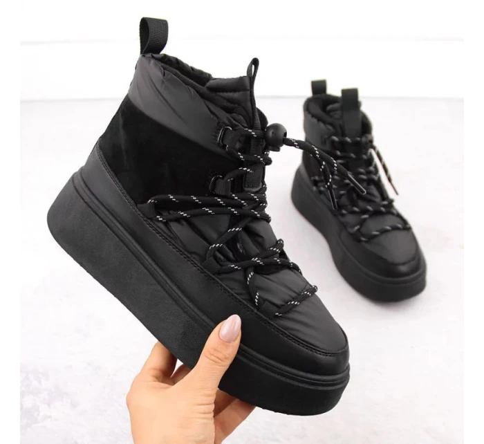 Dámske snehové topánky na pltform 24-72302BK / WOL280A Black - Potocki Dámske snehové topánky na pltform 24-72302BK / WOL280A Black - Potocki