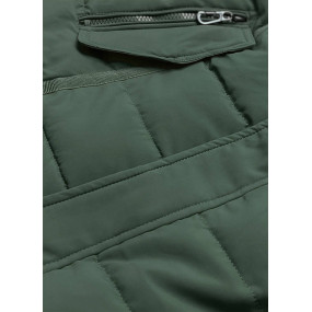 Zelená asymetrická dámska zimná bunda (M-21301)