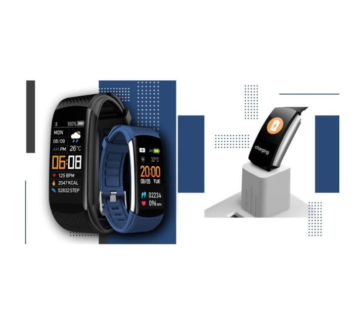 GIEWONT Smart hodinky čierne a námornícke modré 2 prúžky GW200-6 GIEWONT Smart hodinky čierne a námornícke modré 2 prúžky GW200-6