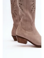 Semišové Lodičky s na Nízkém Podpatku Bežové model 21646141 - Zazoo