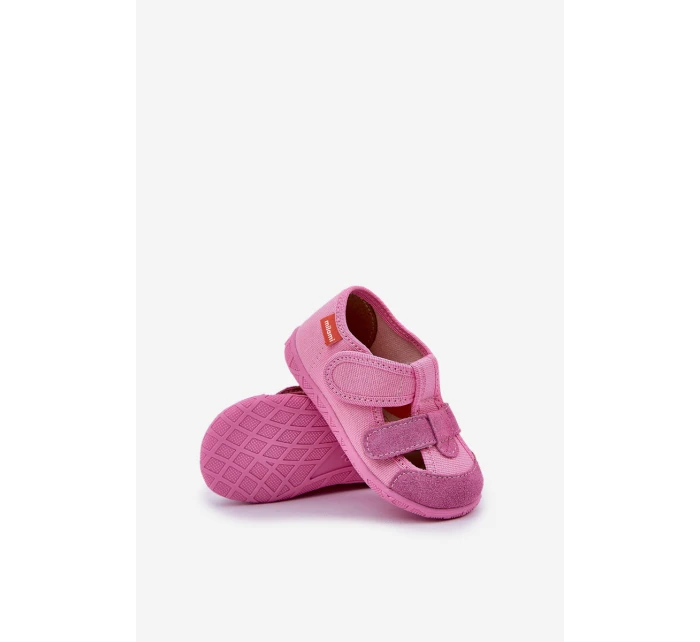 Kapcie Milami Dziecięce Na Rzepy Różowe Reathiana