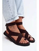 sandály z přírodního semiše  Čokoládové model 22140913 - D&A