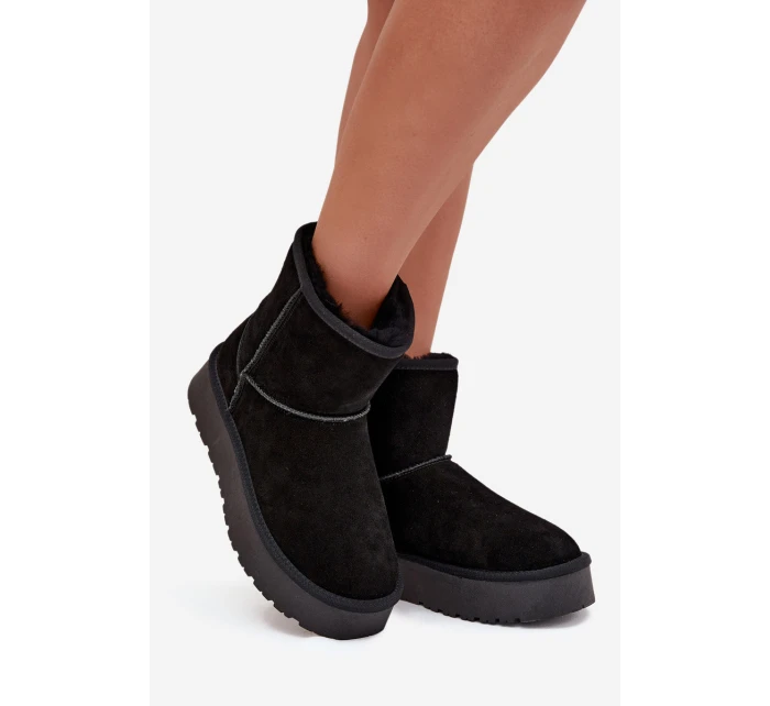 Dámske snežnice Privine na platforme z prírodného semišu - čierne