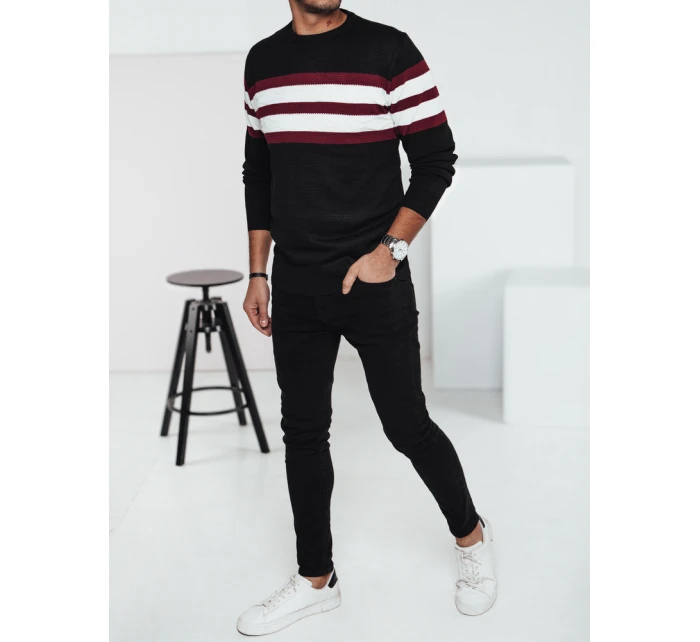 Pánsky čierny sveter FashionStreet WX2247 Pánsky čierny sveter FashionStreet WX2247