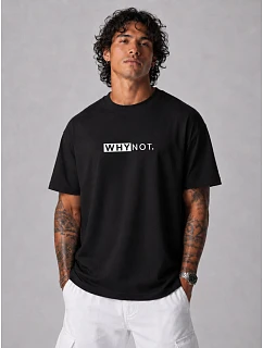 Pánske bavlnené tričko nadmernej veľkosti s čiernou potlačou FashionStreet NX1042R