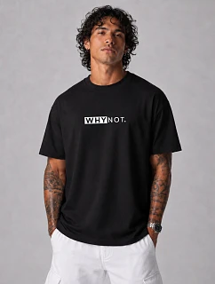 Pánske bavlnené tričko nadmernej veľkosti s čiernou potlačou FashionStreet NX1042R