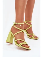 Sandały Damskie Na Słupku Z Paskami Limonkowe Ciarilora