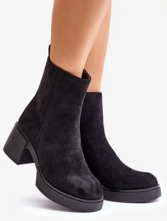 Dámske členkové topánky z eko semišu s podpätkom Black Meriluna