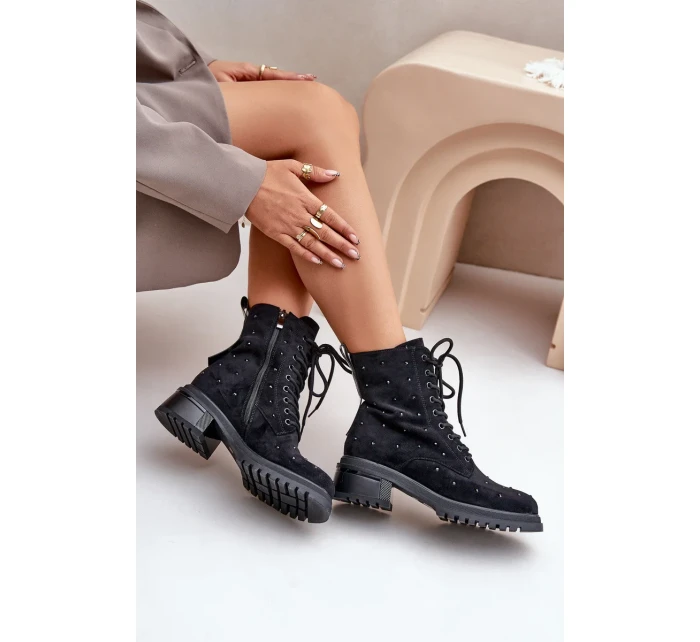 Dámske zdobené členkové topánky D&A MR880-017 Black Dámske zdobené členkové topánky D&A MR880-017 Black